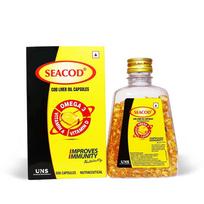 Seacod Grynų menkių kepenų aliejaus kapsulės 300 mg su Omega 3, Vitaminu A ir D Vaikams ir Suaugusiems (500 minkštųjų gelių)