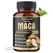 Balincer Aukščiausios kokybės Maca maisto papildas, su ženšeniu ir Ašvaganda. 120 kapsulių 120 Capsules