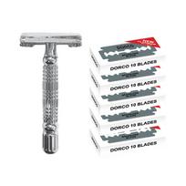 DORCO Classic Safety Razor SGA2000 + 50 Double-Edge Blades Safety Razor 1 pc + Double-Edge Blades 50 pcs gray