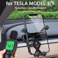 Noiseless Gravity Car Phone Holder Mobile Cellphone Stand for Tesla Model 3 Y - 2022 Support Mount Vent Clip green