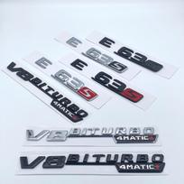 3D blizgios juodos raidės E43 E53 E63 E63S V8 Biturbo 4matic ABS emblema, skirta Mercedes Benz AMG automobilio sparno bagažinės W212 W213 lipdukas red S small sidabras