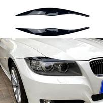 For BMW 3-Series E90 E91 320I 330I 2005-2012 Front Headlight Cover Garnish Strip Eyebrow Cover Trim Sticker Glossy Black Glossy Black black