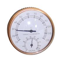 Gold Rimmed Stainless Steel Sauna Thermo-Hygrometer Thermometer Single Thermo-hygrometer white