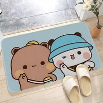 1Pc Bubu And Dudu Cute Cartoon Bathroom Mat Anti-slip Absorb Water Long Strip Cushion Bedroon Mat Welcome Doormat 40cm x 60cm white