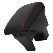 Car Armrest Box Black Central Console Arm Rest Storage Box Red Stitch with USB Interface Replacement for Suzuki VITARA black
