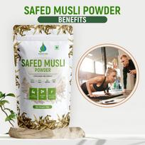 VEDAPURE Safed Musli Root Powder Organic (100 grams), Contains 1000gm Of Pure Safed Musli Extract, Helps in Improving Stamina, Energy & Bone Stre