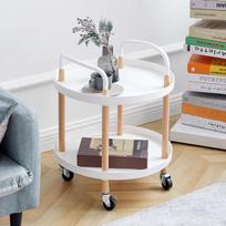 Cart Storage Rack Plastic Armrest Design Corrosion Resistant Rolling Storage Cart for Home Living Room Office White 2 balta