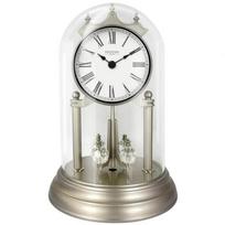 9 Genevieve Mantel Clock with Revolving Pendulum 50th Anniversary Clock Glass Dome Wedding Gifts Desk Shelf Clock for Living Ro white