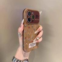 Applicable to iPhone16promax Apple 15 Pro mobile phone case 14 new 13 all-inclusive 11 full screen floral apple 17pro#max brown