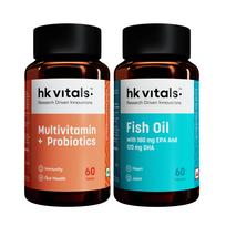 hk vitals Fish Oil & Multivitamin+ Probiotics,2 x 60 Tablets