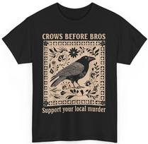 Crows Before Bros Gothic Crow Art T-Shirt Unisex Heavy Cotton Tee M beige