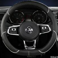 D Shape for VW Jetta 6 2017-2021 Golf 7 Car Steering Wheel Cover Scirocco Bettle 2012-2021 Tiguan 2019 2020 Auto Accesorioss black
