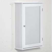 Sieninė vonios spintelė su veidrodžiu - Veidrodinė spintelė - Tualeto laikymo spintelė - 1 durys, 2 lentynos - Stiklas MDF Baltas 41 x 14 x 60 cm
