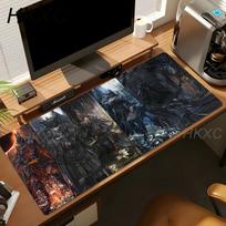 Esports Bloodborne pelės kilimėlis Battle Warrior pelės kilimėlis XL stalo kilimėlis Neslystantis guminis pagrindas Minkštas audinys Žaidimų kambario stalo pelės kilimėlis 40x90cm gray