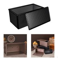 „Pullman“ kepimo skarda, nelipni kepimo reikmenys duonai kepti, aliuminio lydinio gofruotoji duonos dėžutė, Black with Lid black