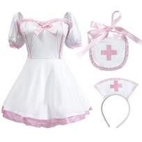 Japoniškas Anime Slaugytojos Cosplay Kostiumas Su Klostyta Suknele Moterims L white