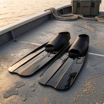 Long Blades Fins Smooth Molded Finish Foot Chamber Raised Panel Details Snorkeling Fin for black