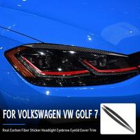 Carbon Fiber Car LED Headlight Protector Head Lamp Eyebrow Sticker Trim For VW Golf 7 GTI MK7 2013-2017 Auto Interior Accessorie One Size black