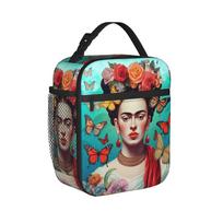 Fridas Mexican Artist Kahloo Insulated Lunch Bag Large  Meal Container Cooler Bag Tote Lunch Box Work  Outdoor Food Storage Bags One Size blue