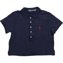 Polo Ralph Lauren Solid Color Button Short Sleeve Polo Shirt Women tops Navy-Blue 211965104-002 L black