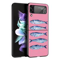Sardines Canned Phone Case for Samsung Galaxy Z Flip 3 4 5 6 Folding Black Shell For Samsung Z Flip4 Flip5 PC Hard Cover Galaxy Z Flip6