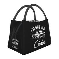 Classic Car Mustang Lunch Bags Insulated Bento Box Waterproof Lunch Tote Picnic Bags Cooler Thermal Bag for Woman Girl Office One Size black