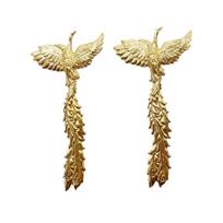 Vintage Phoenix Wings Necklace Gold Color Bangle Ring Set New Jewelry Set  Women Earrings beige