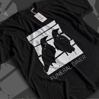 Funeral Diner Shirt | Vintage Screamo Band Tee | Black and White Crows Graphic T-Shirt | Skramz Post-Hardcore Merch M black