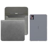 2-IN-1 For ZTE Nubia Pad Pro 10.9  Clear TPU Shockproof Back Cover Case + Slim Tablet Storage Sleeve Bag ZTE Nubia Pad Pro gray