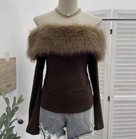 Realus Kadras Vienos Peties Kailinė Apykaklė Liekni Ilgomis Rankovėmis Moteriški Retro Šlifuoti Marškinėliai Rudeniui/Žiemai One Size kava