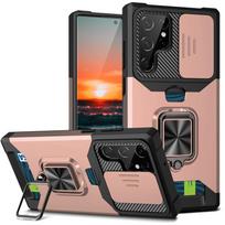 For Samsung Galaxy S24 Ultra Case Magnetic Card Slot Slide Camera Shockproof Back Cover For GalaxyS24 Plus S 24 Ring Stand Funda For Galaxy S24 gray