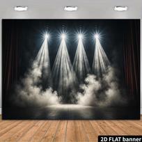 2D Dark Stage with Smoke Backdrop for Events & Award Ceremonies 59x51.1inch/150*130cm gray