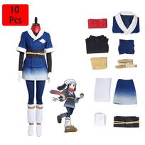 Pokemon Legends Arceus Akari/rei Cosplay Kostiumas Pilnas Rinkinys Comic-con Ir Karnavalui Akari-L blue