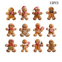 12/24Pcs Christmas Gingerbread Man Ornaments Xmas Tree Wooden Hanging Pendants 2026 New Year Party Home Decoration Kids Diy Gift 12pcs brown
