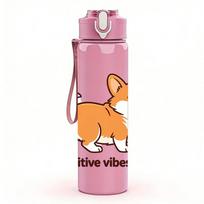 1PC Positive Vibes Corgi 750ml Color Plastic Sports Water Bottle Leakproof Flip Straw Lid Suitable for Sports Office Home Use Pack of 1 mėlyna
