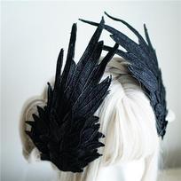 Feather Angel Wing Hair Clips Lolita Barrette Hairpin Lolita Anime Cosplay Hair Accessories Anime Halloween Black White Headwear gray