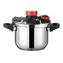 AT19-Triple-Layer Stainless Steel Pressure Cooker 5 L, Canner With Body Rotating Lock/Unlocking Lid System gray
