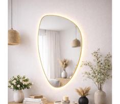 Baltica Design- LED veidrodis su apšvietimu STONE FLUID 15W/230V 4500K 92x55 cm IP65 auksinis.