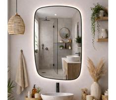 Baltica Design-LED Veidrodis su apšvietimu STONE CALM 15W/230V 4500K 90x60 cm IP65 juoda