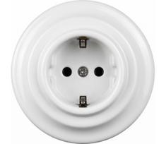Elhard - keraminė retro namų rozetė su rėmeliu SCHUKO 230V balta