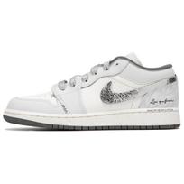 Jordan Air Jordan 1 Low top Vintage Basketball Shoes Women's Gray White 553560-044(Team24-) 38