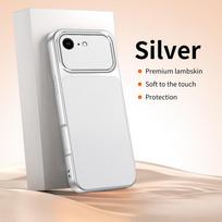 Original Shockproof Phone Case for Apple iPhone 17E 16E 5G Fashion Plating Lychee Grain High Quality Lambskin Texture Back Cover iPhone 16e mėlyna