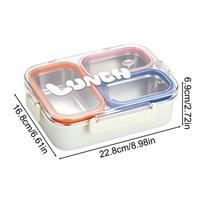 Stainless Steel Lunch Box 3 Compartment Leak Proof with Lid for Adults School Camping Spring Trip Commuting Picnic Fruits Snacks gray
