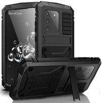 360 Full Metal Shockproof Case For Samsung Galaxy S25 S24 S23 S22 S21 S20 Plus Note 20 Ultra A32 Aluminum Armor Holder Cover For S25 raudona