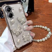 Prabangus perlamutrinis drugelio apyrankės dėklas su apsauga nuo smūgių, dengtas danga, skirtas Xiaomi Poco X7 X6 F7 Pro M6 F6 X5 X3 POCO C65 C75, blizgus dangtelis, dovana POCO C75 gray