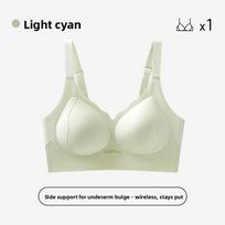 Female Spring and Autumn Small Breasts Show Big Soft Support Zero Bondage Comfortable No Underwire Invisible Underwear 34/75BC šviesiai žydros spalvos