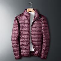 Stand-up Collar Light Feather Cotton Clothes Warm Cotton Clothes Stylish Everyday Jacket Jacket 5XL šviesiai pilka spalva