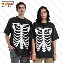 Bones Skeleton Rib Cage Punk Rock Metal Goth Oversized TShirt UFG M black