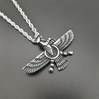 New Men's Fashion Trend Persian Jewelry Jewelry Zoroastrian Pendant Necklace 60CM(Necklace Long) gray