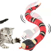 Intelligent sensor snake-shaped interactive cat toy, movable and rechargeable. white